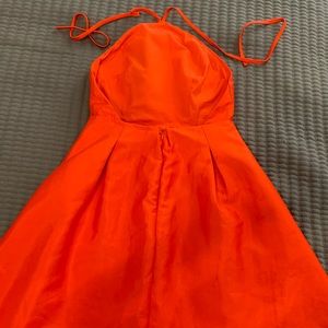 Bright satin/silk halter dress with open back!